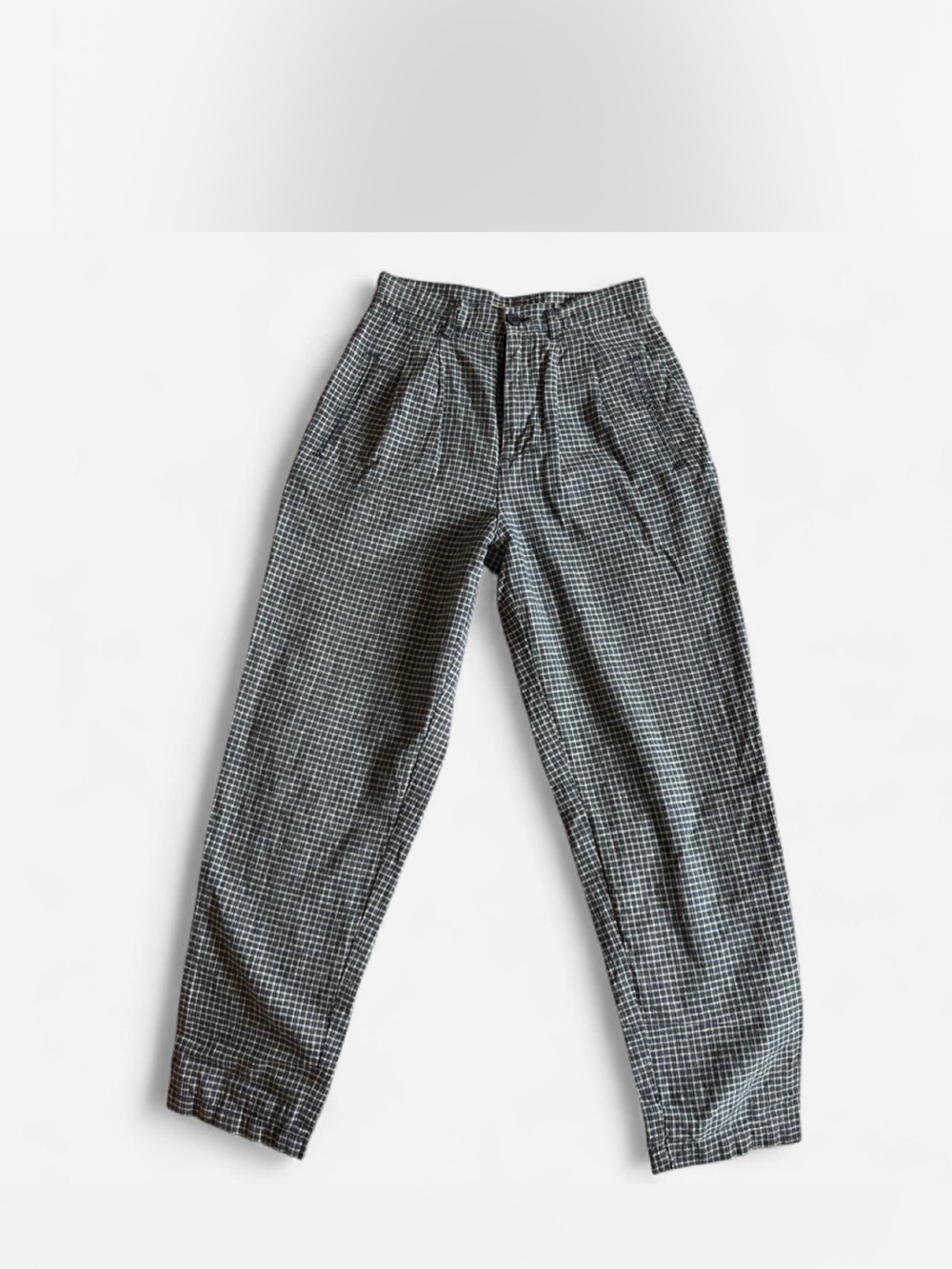 Vintage 80's green and navy check linen pants.